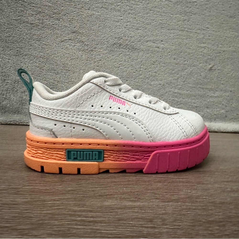 Puma Mayze Daybreak Sneaker in White/Pink- Toddler Girl's 7